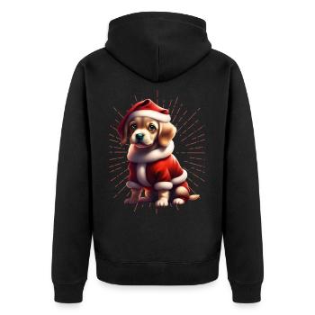 Frohe Weihnachten Hund Hunde - Unisex Premium Bio Zip Hoodie - Schwarz - Hinten - Nico (187cm)