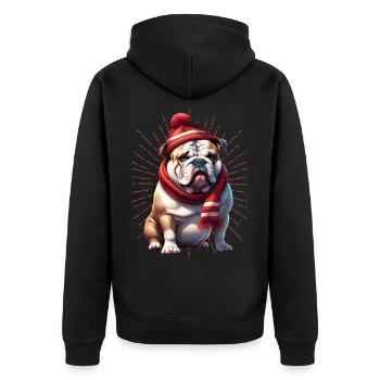 Bulldogge Frohe Weihnachten Hund Hunde - Unisex Premium Bio Zip Hoodie - Schwarz - Hinten - Nico (187cm)