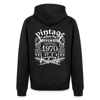 1970 Novembre 1970 anniversaire November 1970 - Veste à capuche bio Premium Unisexe - noir - Dos - Nico (187cm)