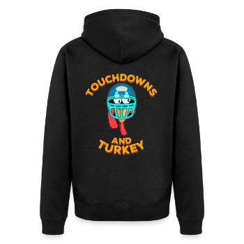 Touchdowns et football de Thanksgiving en Turquie - Veste à capuche bio Premium Unisexe - noir - Dos - Nico (187cm)