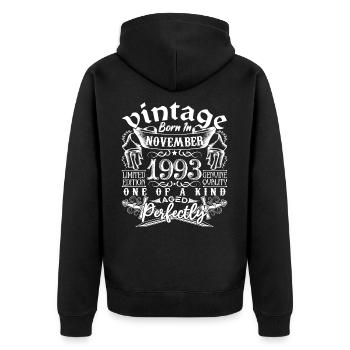 1993 Novembre 1993 anniversaire November 1993 - Veste à capuche bio Premium Unisexe - noir - Dos - Nico (187cm)