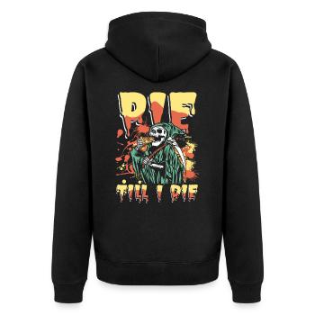 Kuchen bis ich sterbe | Cupcake & Kekse Sensenmann - Unisex Premium Bio Zip Hoodie - Schwarz - Hinten - Nico (187cm)