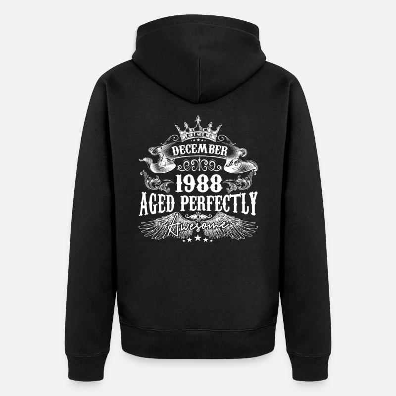 Décembre 1988 anniversaire 1988 Décembre - Veste à capuche bio Premium Unisexe - noir