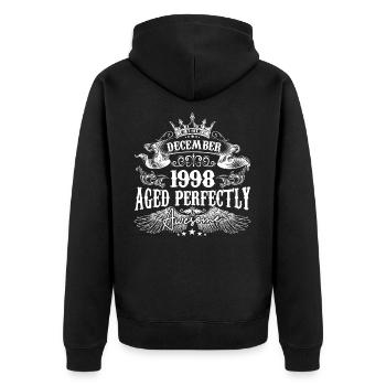 December 1998 Birthday 1998 December - Unisex Premium Organic Zip Hoodie - black - Back - Nico (187cm)