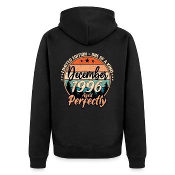 Décembre 1996 anniversaire 1996 légendes Décembre - Veste à capuche bio Premium Unisexe - noir - Dos - Nico (187cm)