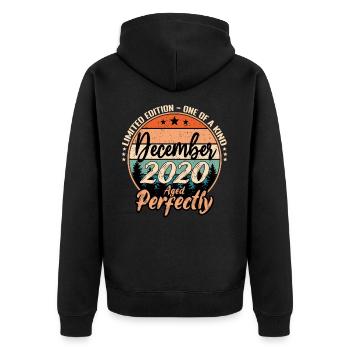 Dezember 2020 Jubiläum 2020 Legenden Dezember - Unisex Premium Bio Zip Hoodie - Schwarz - Hinten - Nico (187cm)