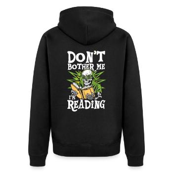 Stör mich nicht, ich lese | Club der begeisterten Leser - Unisex Premium Bio Zip Hoodie - Schwarz - Hinten - Nico (187cm)