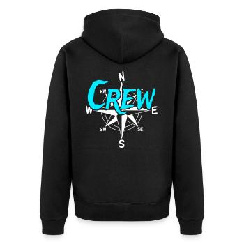 Crew Bootscrew Skipper Segler Kapitän - Unisex Premium Bio Zip Hoodie - Schwarz - Hinten - Nico (187cm)