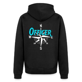 Offizier Boots Crew Skipper Segler Kapitän - Unisex Premium Bio Zip Hoodie - Schwarz - Hinten - Nico (187cm)