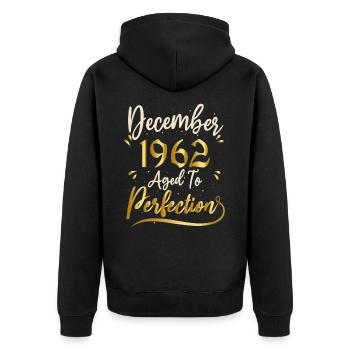 Dezember 1962 Dezember Jahrestag Dezember 1962 - Unisex Premium Bio Zip Hoodie - Schwarz - Hinten - Nico (187cm)