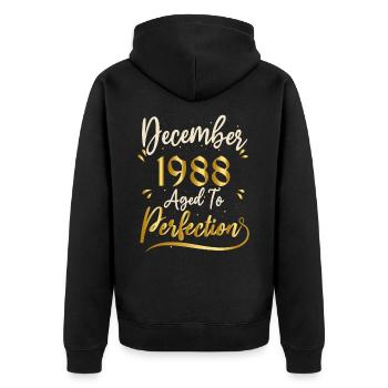 Décembre 1988 Décembre anniversaire December 1988 - Veste à capuche bio Premium Unisexe - noir - Dos - Nico (187cm)