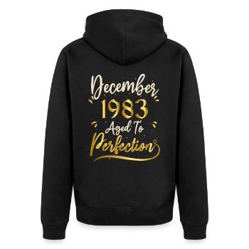Décembre 1983 Décembre anniversaire December 1983 - Veste à capuche bio Premium Unisexe - noir - Dos - Nico (187cm)