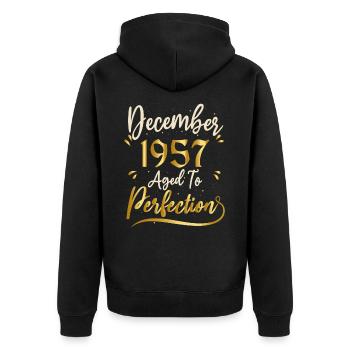 Décembre 1957 Décembre anniversaire December 1957 - Veste à capuche bio Premium Unisexe - noir - Dos - Nico (187cm)