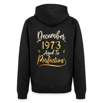 December 1973 December Anniversary December 1973 - Unisex Premium Organic Zip Hoodie - black - Back - Nico (187cm)