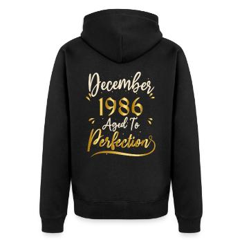 Dezember 1986 Dezember Jahrestag Dezember 1986 - Unisex Premium Bio Zip Hoodie - Schwarz - Hinten - Nico (187cm)