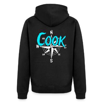 Koch Boots Crew Skipper Segler Kapitän - Unisex Premium Bio Zip Hoodie - Schwarz - Hinten - Nico (187cm)