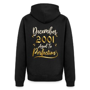 Décembre 2001 Décembre anniversaire December 2001 - Veste à capuche bio Premium Unisexe - noir - Dos - Nico (187cm)