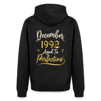 Décembre 1992 Décembre anniversaire December 1992 - Veste à capuche bio Premium Unisexe - noir - Dos - Nico (187cm)