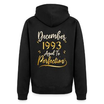 Décembre 1993 Décembre anniversaire December 1993 - Veste à capuche bio Premium Unisexe - noir - Dos - Nico (187cm)