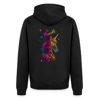 Unicorn Mandala Be Magical - Unisex Premium Organic Zip Hoodie - black - Back - Nico (187cm)