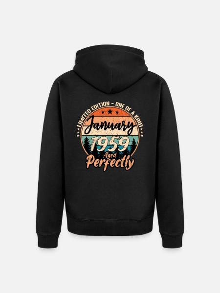 Januar 1959 Geburtstag 1959 Legenden Januar - Unisex Premium Bio Zip Hoodie - Schwarz