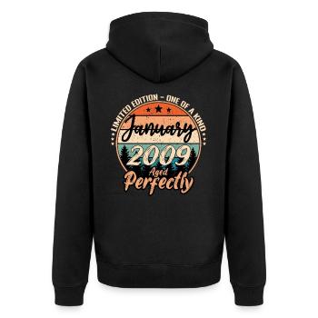 January 2009 birthday 2009 captions January - Unisex Premium Organic Zip Hoodie - black - Back - Nico (187cm)