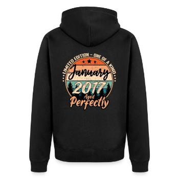 Janvier 2017 anniversaire 2017 légendes Janvier - Veste à capuche bio Premium Unisexe - noir - Dos - Nico (187cm)