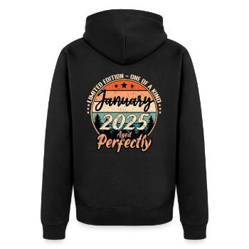 Janvier 2025 anniversaire 2025 légendes Janvier - Veste à capuche bio Premium Unisexe - noir - Dos - Nico (187cm)