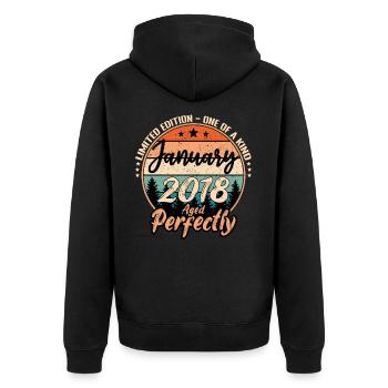 Janvier 2018 anniversaire 2018 légendes Janvier - Veste à capuche bio Premium Unisexe - noir - Dos - Nico (187cm)