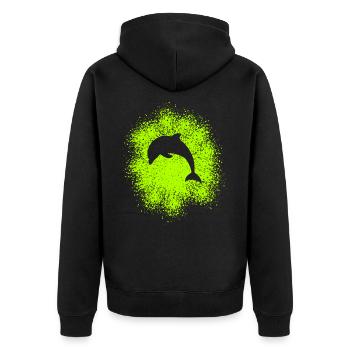 Delphin - Unisex Premium Bio Zip Hoodie - Schwarz - Hinten - Nico (187cm)