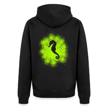 Seepferdchen - Unisex Premium Bio Zip Hoodie - Schwarz - Hinten - Nico (187cm)