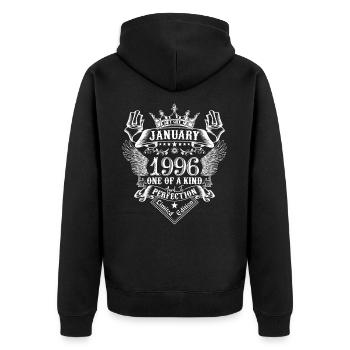 1996 January 1996 Anniversary January 1996 - Unisex Premium Organic Zip Hoodie - black - Back - Nico (187cm)