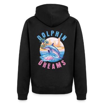 Dauphin Été Soleil Plage Mer Palmiers Vacances - Veste à capuche bio Premium Unisexe - noir - Dos - Nico (187cm)