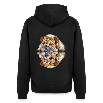 Dictons de chien Chien Chiens Bouledogue - Veste à capuche bio Premium Unisexe - noir - Dos - Nico (187cm)