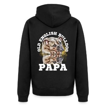 BULLDOG PAPA - Dictons de chien Chien Chiens Bouledogue - Veste à capuche bio Premium Unisexe - noir - Dos - Nico (187cm)