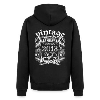 Janvier 2013 anniversaire Janvier 2013 January - Veste à capuche bio Premium Unisexe - noir - Dos - Nico (187cm)