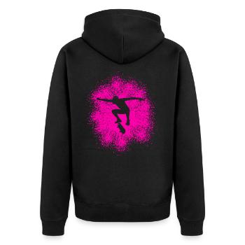 Skater Flip Trick Skateboard - Unisex Premium Bio Zip Hoodie - Schwarz - Hinten - Nico (187cm)