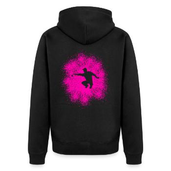 Pétanque Profi - Perfekter Wurf mit der Boulekugel - Unisex Premium Bio Zip Hoodie - Schwarz - Hinten - Nico (187cm)