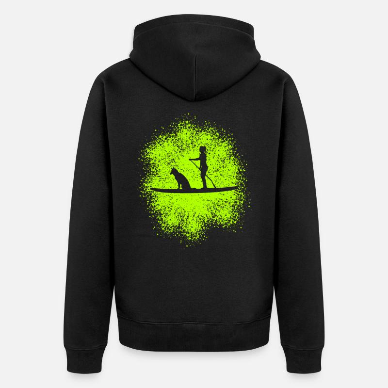 Stand Up Paddle avec chien - Veste à capuche bio Premium Unisexe - noir