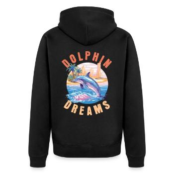 Dauphin Été Soleil Plage Mer Palmiers Vacances - Veste à capuche bio Premium Unisexe - noir - Dos - Nico (187cm)