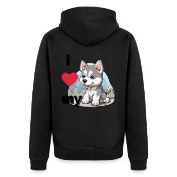 Husky Baby - chien chiot - chien amour - chien mignon - Veste à capuche bio Premium Unisexe - noir - Dos - Nico (187cm)