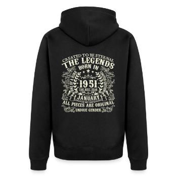 Januar 1951 Geburtstag 1951 Januar Jahr - Unisex Premium Bio Zip Hoodie - Schwarz - Hinten - Nico (187cm)