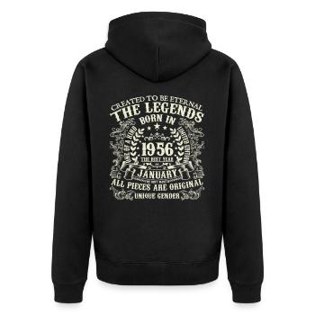 Januar 1956 Geburtstag 1956 Januar Jahr - Unisex Premium Bio Zip Hoodie - Schwarz - Hinten - Nico (187cm)