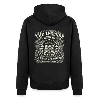 Januar 1957 Geburtstag 1957 Januar Jahr - Unisex Premium Bio Zip Hoodie - Schwarz - Hinten - Nico (187cm)
