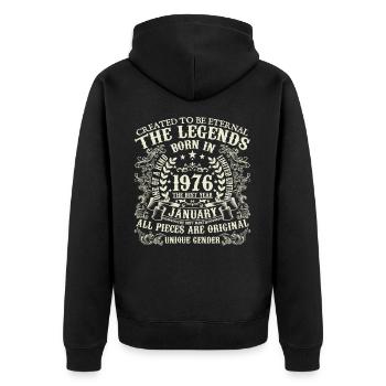 Janvier 1976 anniversaire 1976 Janvier année - Veste à capuche bio Premium Unisexe - noir - Dos - Nico (187cm)