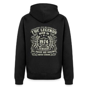 Januar 1974 Geburtstag 1974 Januar Jahr - Unisex Premium Bio Zip Hoodie - Schwarz - Hinten - Nico (187cm)