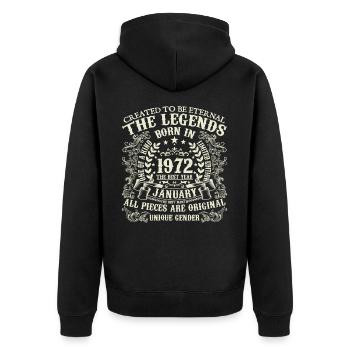 Januar 1972 Geburtstag 1972 Januar Jahr - Unisex Premium Bio Zip Hoodie - Schwarz - Hinten - Nico (187cm)