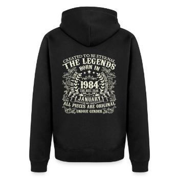 Janvier 1984 anniversaire 1984 Janvier année - Veste à capuche bio Premium Unisexe - noir - Dos - Nico (187cm)