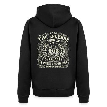 Januar 1978 Geburtstag 1978 Januar Jahr - Unisex Premium Bio Zip Hoodie - Schwarz - Hinten - Nico (187cm)