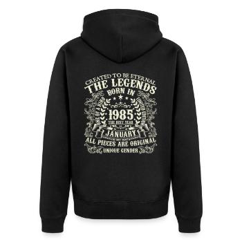 January 1985 Anniversary 1985 January Year - Unisex Premium Organic Zip Hoodie - black - Back - Nico (187cm)